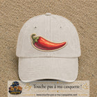 Image principale produit198grosBC - casquette Beige clair délavé avec visuel Piment 7 cm