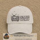 Image principale produit119grosBC - casquette Beige clair délavé avec visuel Télé tu parles trop 7 cm