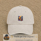 Casquette Beige clair délavé motif Guitare rock logo 5 cm
