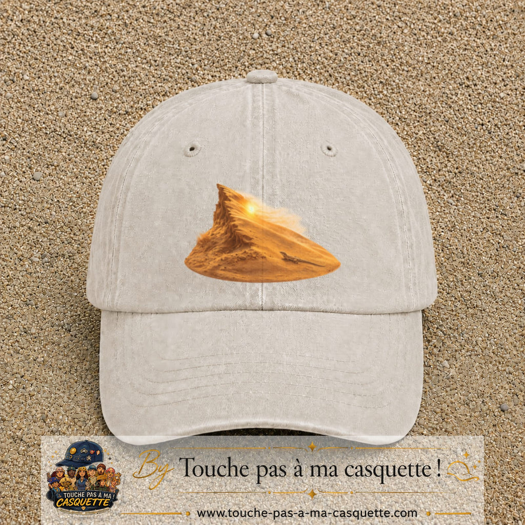 Image principale casquette Beige clair délavé avec motif Dune du désert 7 cm