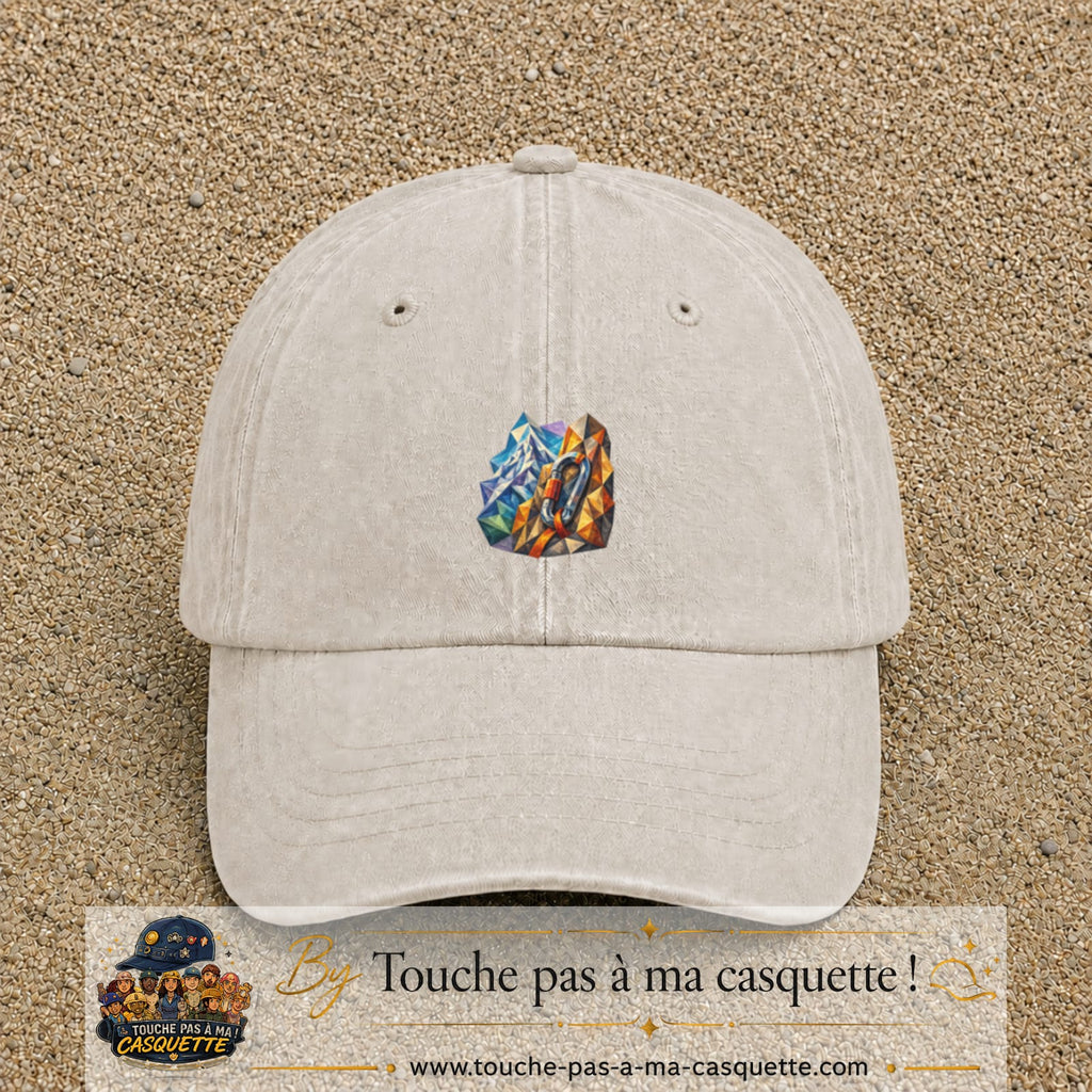 Image principale casquette Beige clair délavé avec motif Mousqueton de montagne 5 cm