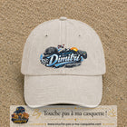Casquette Beige clair délavé avec motif Prénom Dimitri univers vitesse en 7 cm – vue principale
