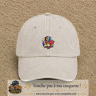 Casquette Beige clair délavé motif Portrait abstrait logo 5 cm