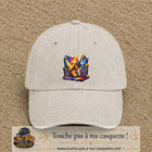 Casquette Beige clair délavé motif Guitare rock logo 7 cm