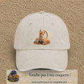 Image principale casquette Beige clair délavé avec motif Renard de lune 7 cm