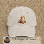 Image principale casquette Beige clair délavé avec motif Renard de lune 7 cm