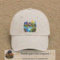 Casquette Beige clair délavé motif Paysage tropical géométrique logo 7 cm