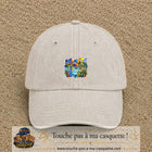 Casquette Beige clair délavé motif Paysage tropical géométrique logo 5 cm