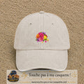 Casquette Beige clair délavé motif Bouquet de fleurs logo 5 cm