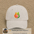 Casquette Beige clair délavé motif Chat feuille logo 7 cm