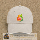 Casquette Beige clair délavé motif Chat feuille logo 7 cm