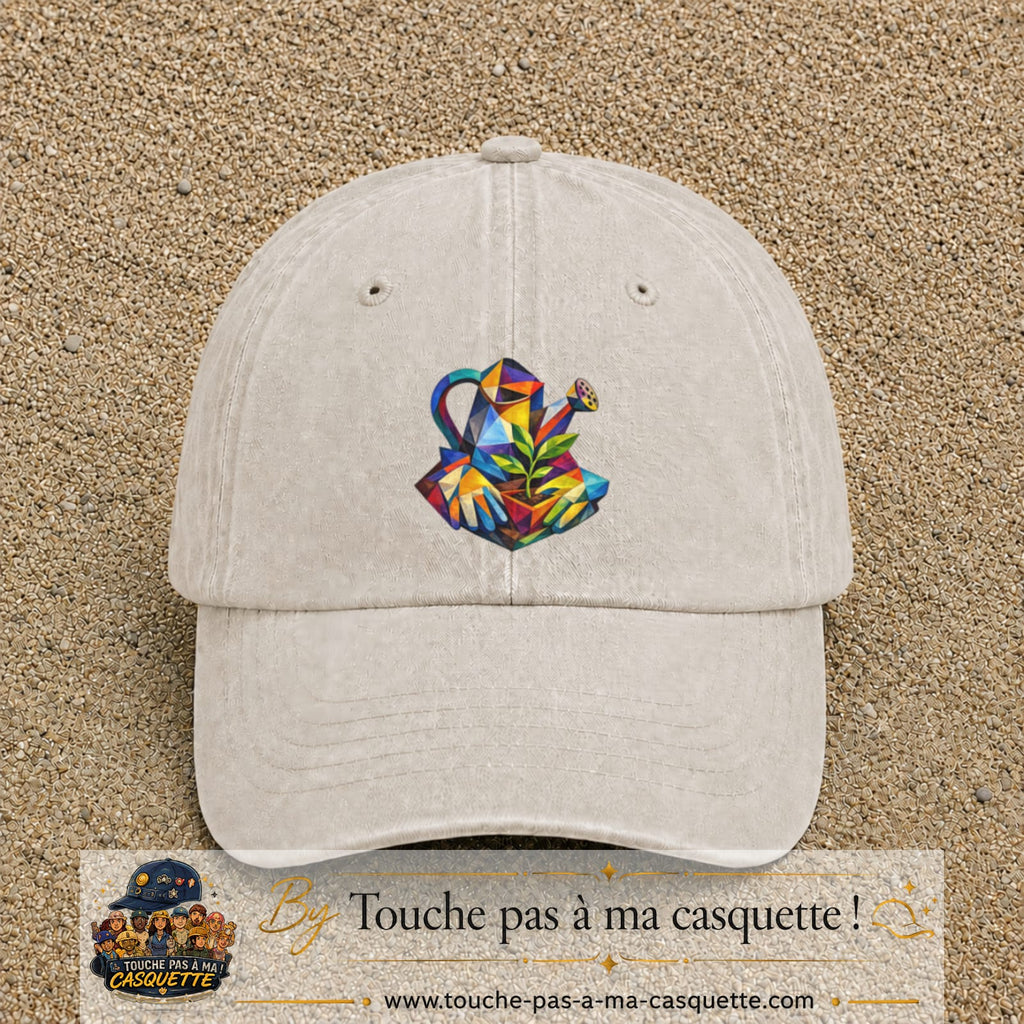Image principale casquette Beige clair délavé avec motif Arrosoir de jardin 7 cm