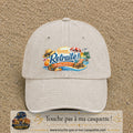 Casquette Beige clair délavé avec motif Bonne retraite au bord de la mer en 7 cm – vue principale