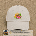 Casquette Beige clair délavé motif Abeille et miel logo 7 cm