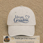 Casquette Beige clair délavé avec motif I Love You Grandma en 7 cm – vue principale
