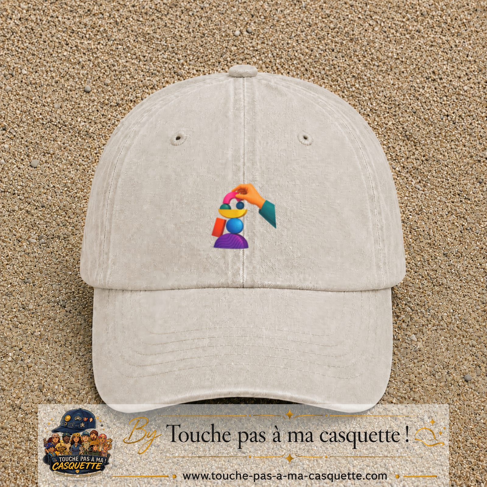 Image principale casquette Beige clair délavé avec motif Jeu d’équilibre 5 cm