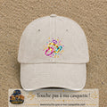Casquette Beige clair délavé motif Alliances festives logo 7 cm