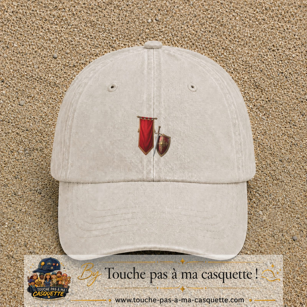 Image principale casquette Beige clair délavé avec motif Bouclier médiéval 5 cm