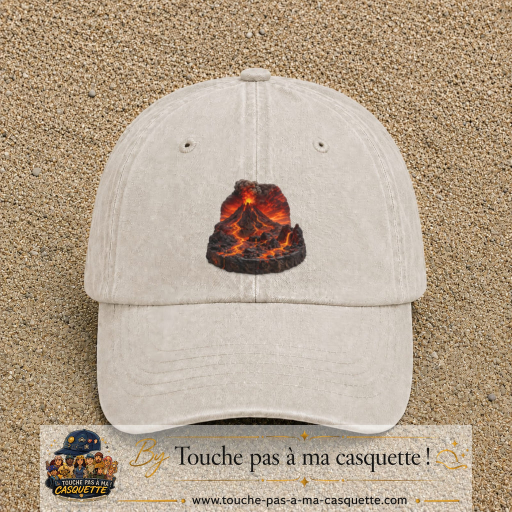 Image principale casquette Beige clair délavé avec motif Volcan de lave 7 cm