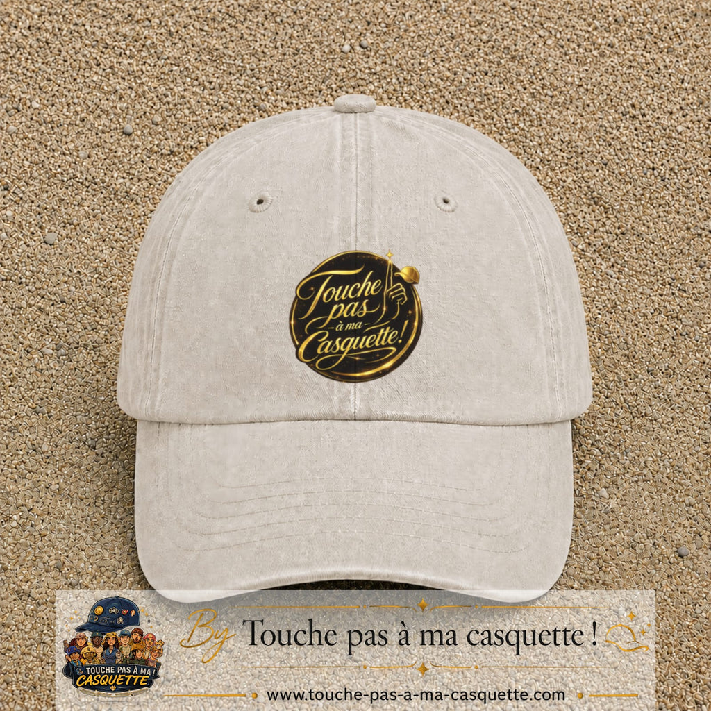 Casquette Beige clair délavé avec motif Touche pas à ma Casquette en 7 cm – vue principale