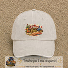 Casquette Beige clair délavé avec motif Je t’aime mon Papa et ses passions en 7 cm – vue principale