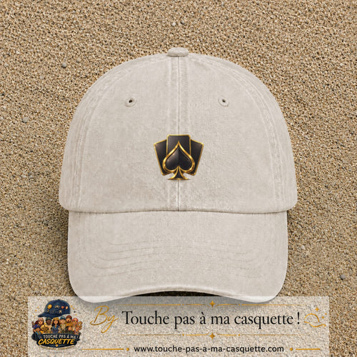 Image principale casquette Beige clair délavé avec motif As de pique 5 cm