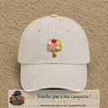 Casquette Beige clair délavé avec motif Bouquet romantique de roses en 7 cm – vue principale