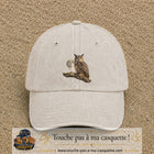 Image principale casquette Beige clair délavé avec motif Hibou sous la lune 7 cm