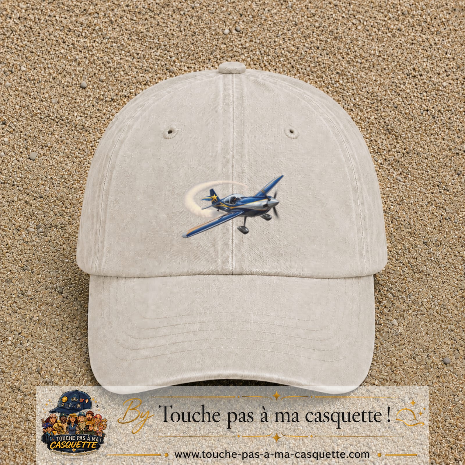 Image principale casquette Beige clair délavé avec motif Avion de voltige 5 cm