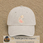 Casquette Beige clair délavé avec motif Portrait féminin aux pivoines en 7 cm – vue principale