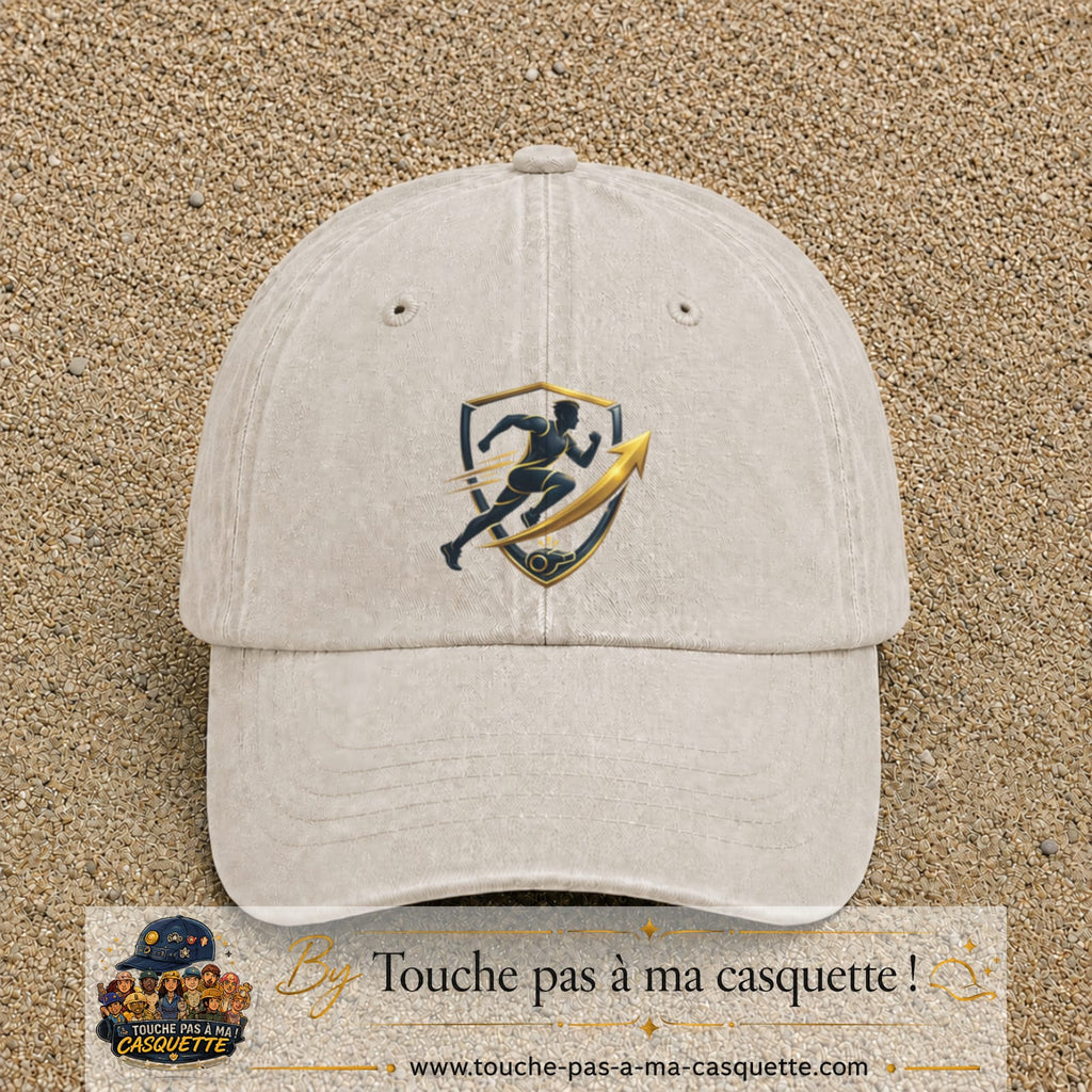 Casquette Beige clair délavé avec motif Coureur et sifflet de coach en 7 cm – vue principale