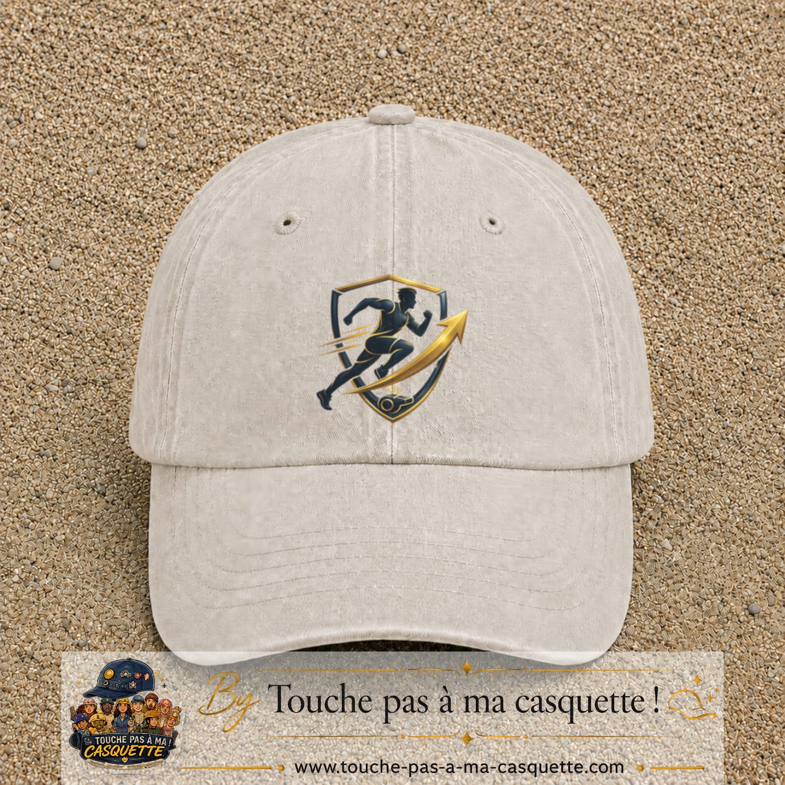 Casquette Beige clair délavé avec motif Coureur et sifflet de coach en 7 cm – vue principale