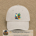 Casquette Beige clair délavé motif Plante graphique logo 7 cm