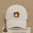 Casquette Beige clair délavé motif Dragon parchemin logo 7 cm