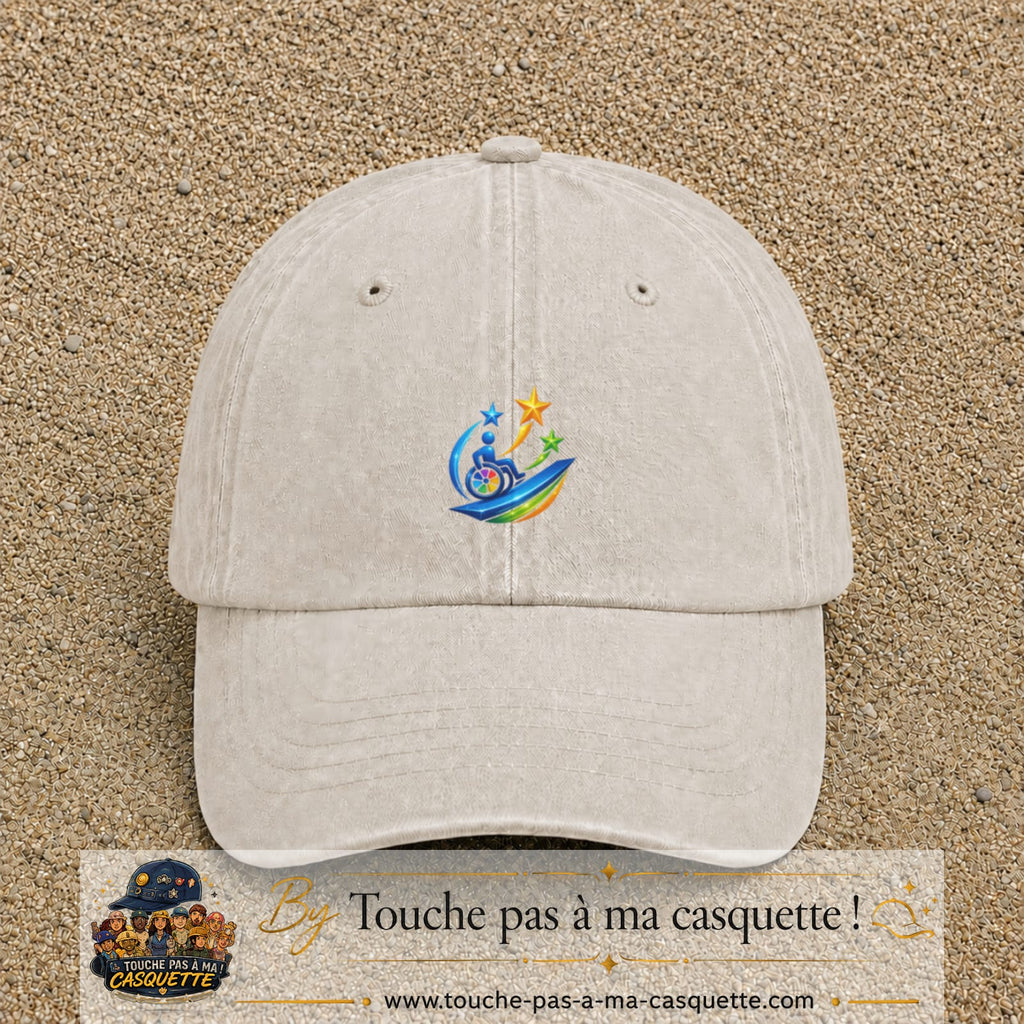 Image principale casquette Beige clair délavé avec motif Accessibilité étoilée 5 cm