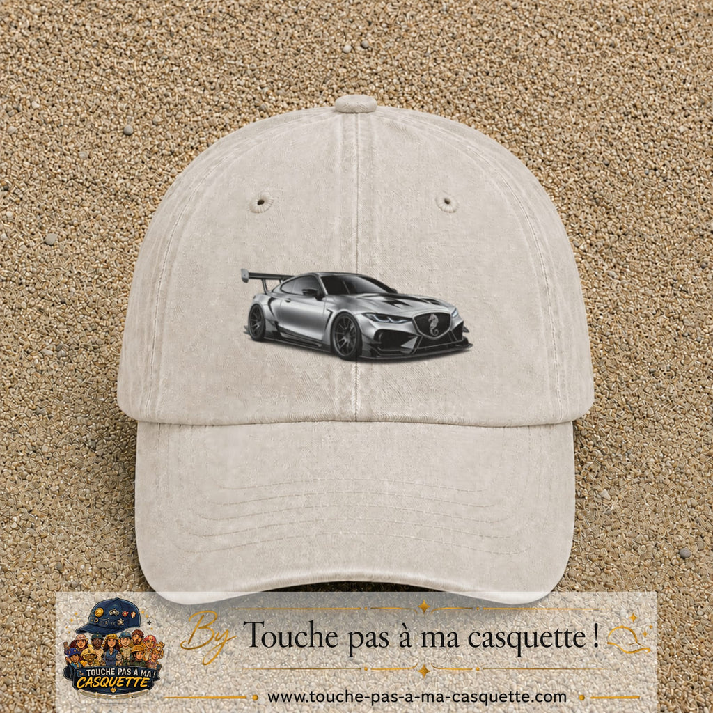 Casquette Beige clair délavé avec motif Voiture sportive en 5 cm – vue principale