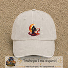 Casquette Beige clair délavé motif Couple sous la lune logo 7 cm