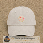 Casquette Beige clair délavé avec motif Merci les Fiancés en 5 cm – vue principale