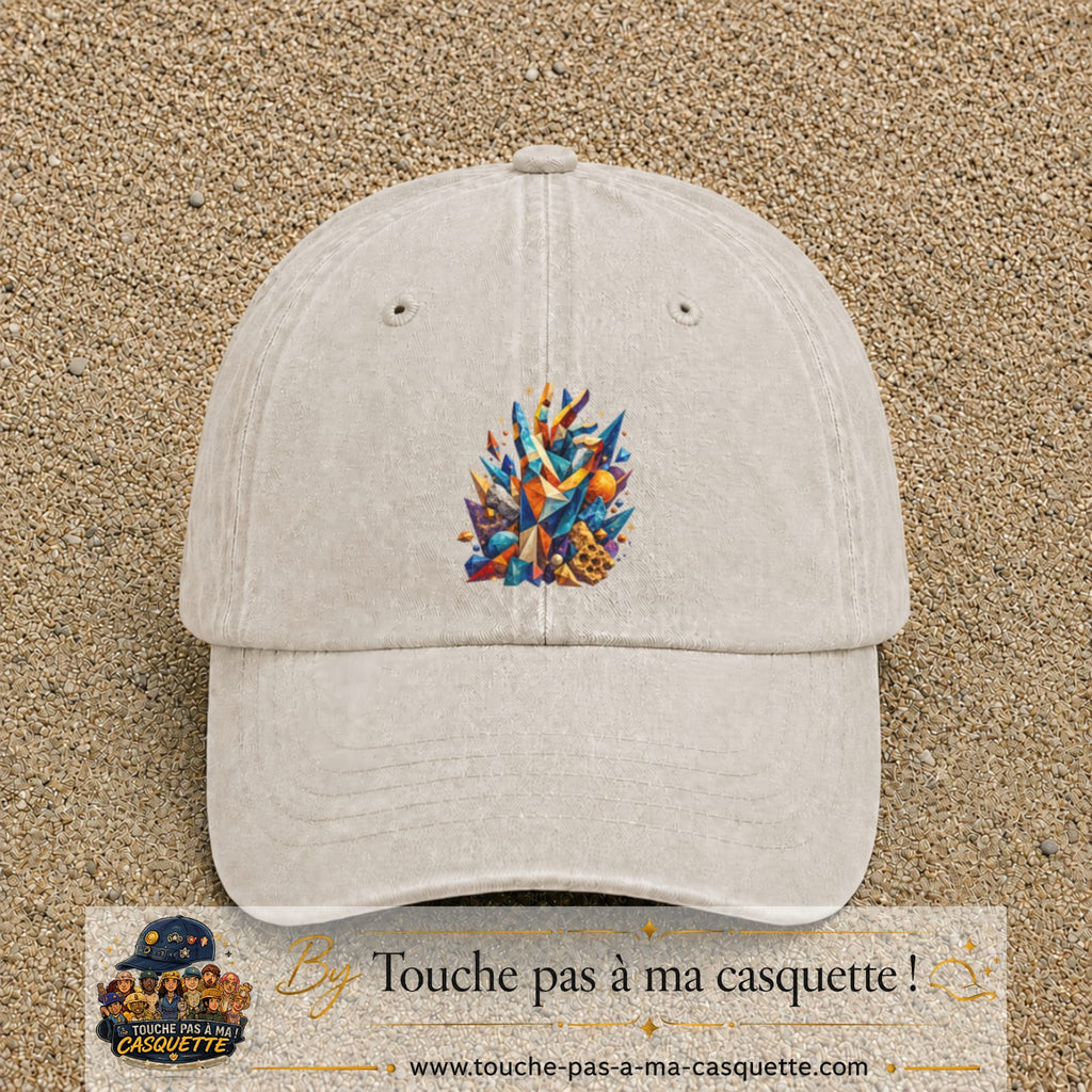 Image principale casquette Beige clair délavé avec motif Cristaux éclatants 7 cm