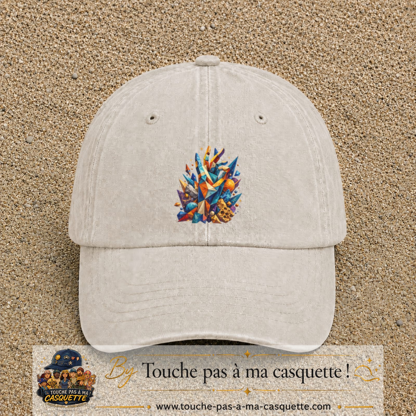 Image principale casquette Beige clair délavé avec motif Cristaux éclatants 7 cm