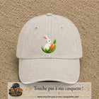 Casquette Beige clair délavé motif Lapin blanc avec carotte logo 7 cm