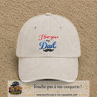 Casquette Beige clair délavé avec motif I Love You My Dad avec moustache en 7 cm – vue principale