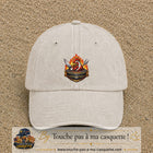 Casquette Beige clair délavé motif Coq barbecue logo 7 cm