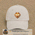 Casquette Beige clair délavé avec motif Hamster au gland dans un cœur en 7 cm – vue principale