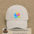 Casquette Beige clair délavé motif Puzzle pop logo 7 cm