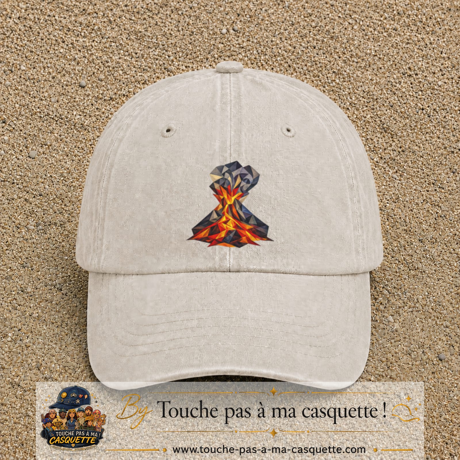 Image principale casquette Beige clair délavé avec motif Volcan géométrique 7 cm