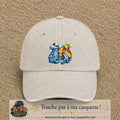 Image principale casquette Beige clair délavé avec motif Orage arc-en-ciel 7 cm