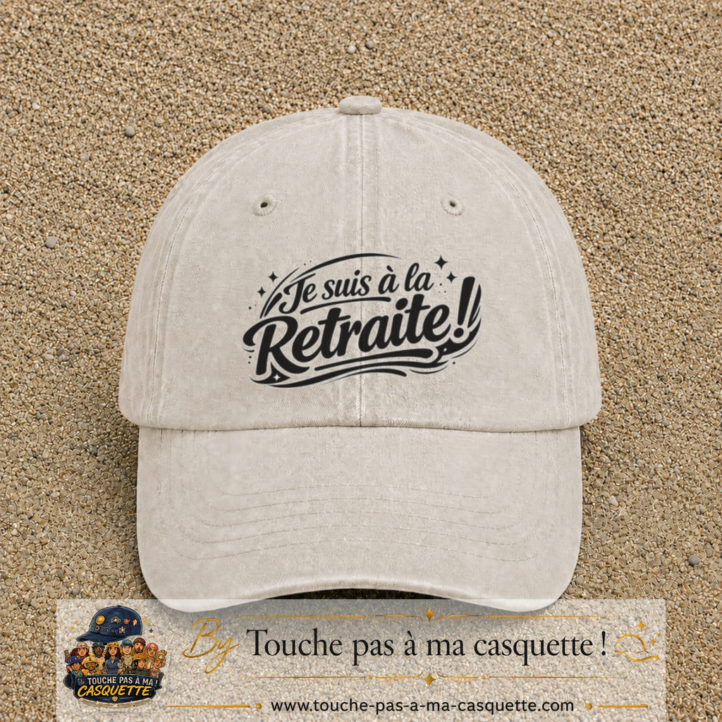 Casquette Beige clair délavé avec motif Je suis à la retraite en 7 cm – vue principale