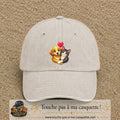 Casquette Beige clair délavé avec motif Chien et chat complices en 7 cm – vue principale