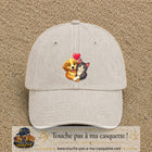 Casquette Beige clair délavé avec motif Chien et chat complices en 7 cm – vue principale